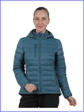 Women's Synthetic Insulated Puffer Jacket Quilted Hooded Water Resistant